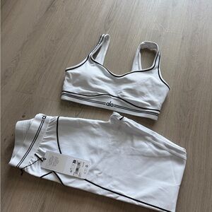 ALO Yoga White and Black Sports Bra